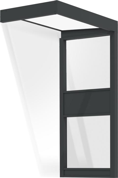 Palram CANOPIA | Sophia 3X5 / 1X1.6 Door Awning + SIDEWALL Dark Grey Structure / White Opal Panels