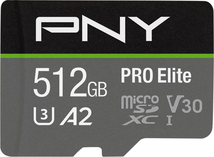 PNY Pro Elite (512 GB, microSDXC, U3, UHS-I)