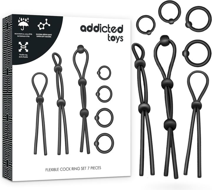 Actual product image Addicted toys Cute Toy Flexible Silicone Tap Ring Set 7 Pieces