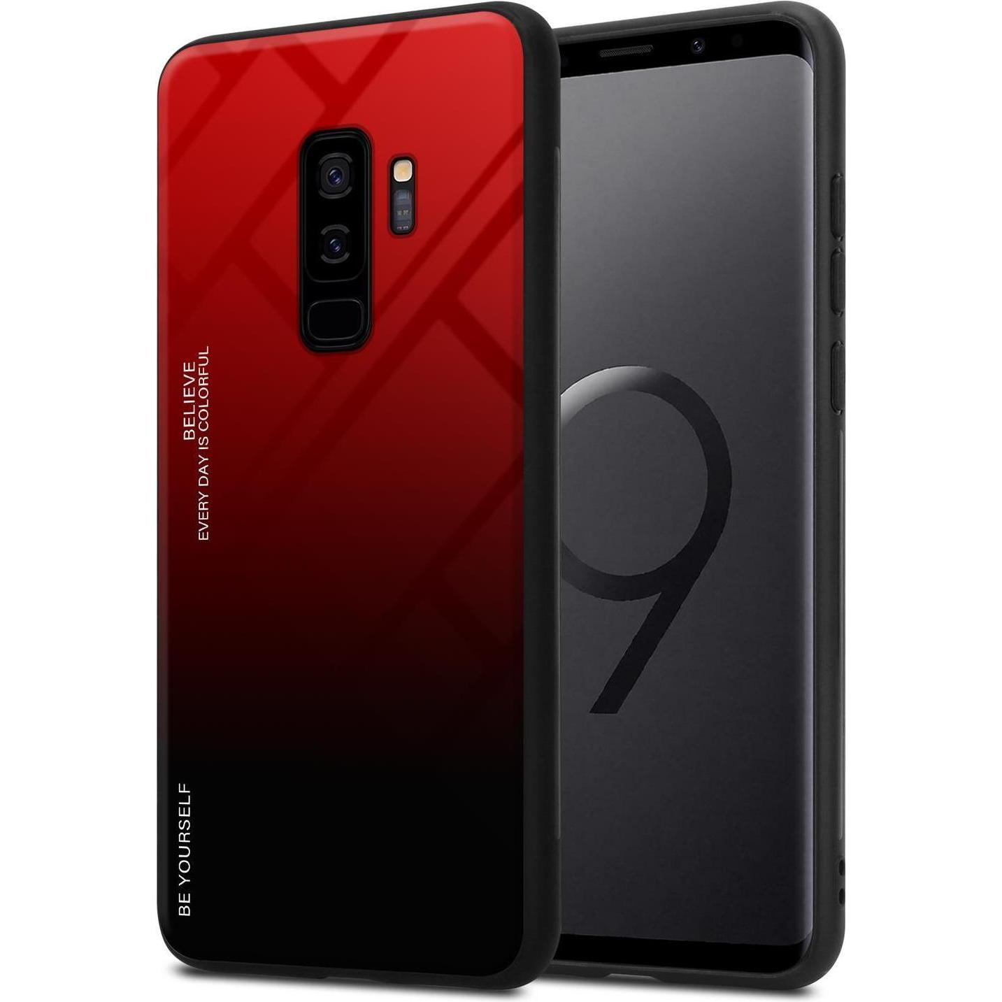 Cadorabo TPU 2 Farben Glas Cover (Samsung Galaxy S9+), Smartphone Hülle, Schwarz