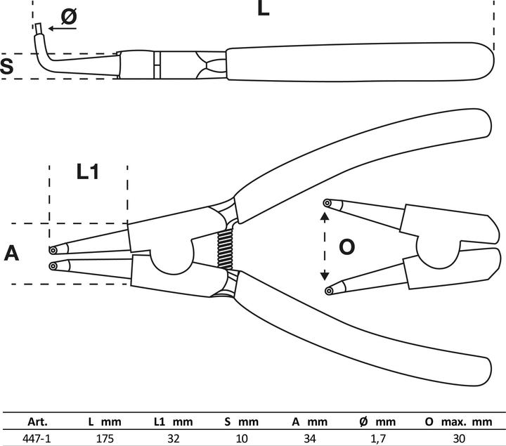 Produktbild BGS Sprengringzange abgewinkelt für Aussensprengringe 175 mm (175 mm)