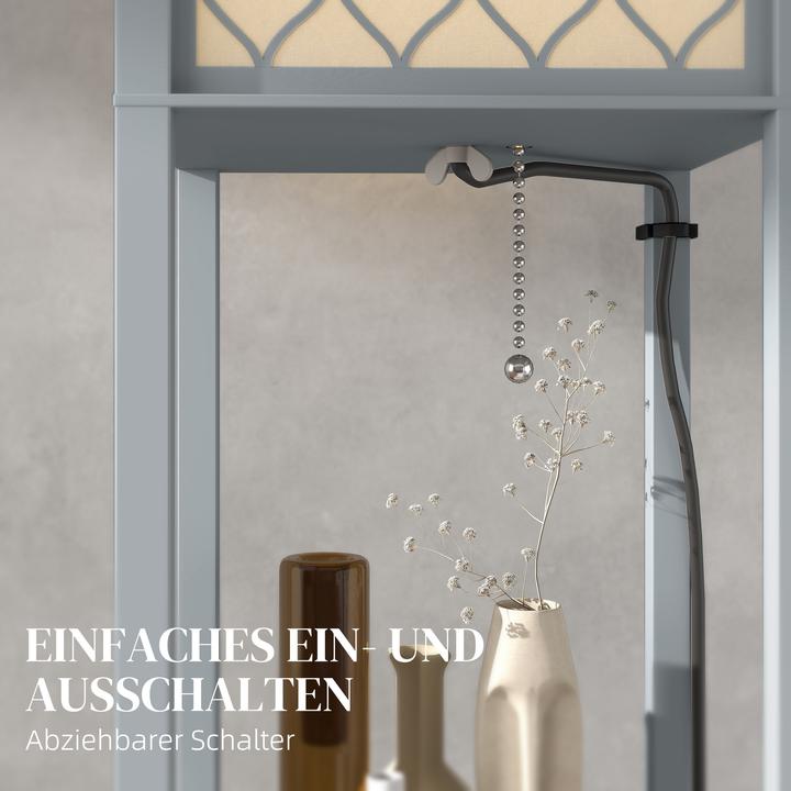 Produktbild Homcom Stehleuchte MDF, Stoff Hellgrau+Weiss (E27)