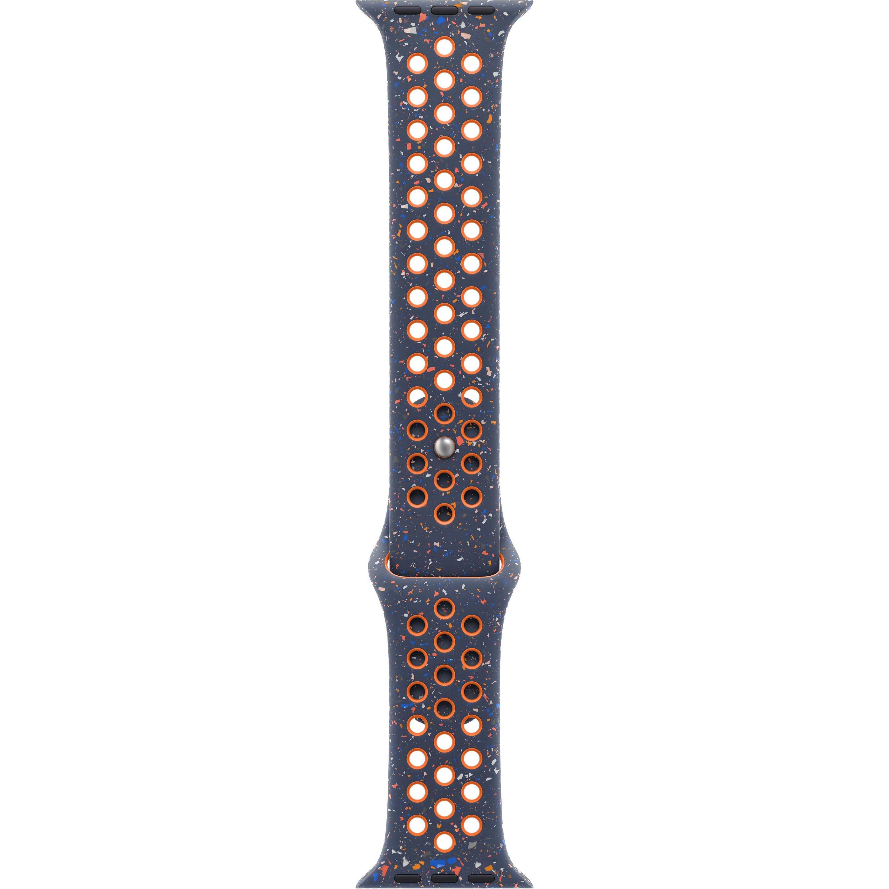 Apple Nike Sport Band (42 mm, Fluorelastomer, Apple Watch Series 10), Uhrenarmband, Orange, Blau