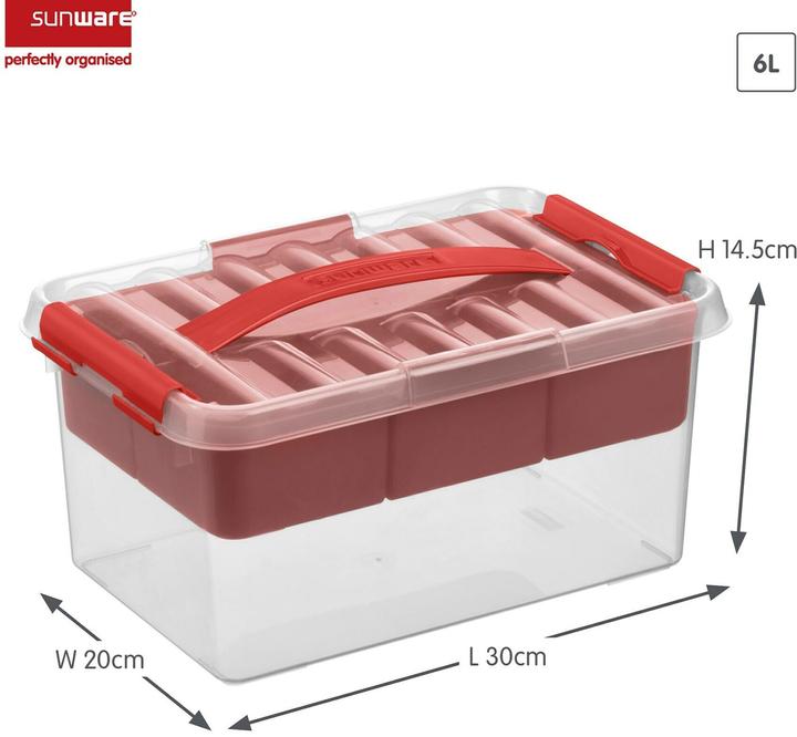 Actual product image Sunware Q-line storage box with insert 6L transparent red (30 cm, 6 l, 1x)
