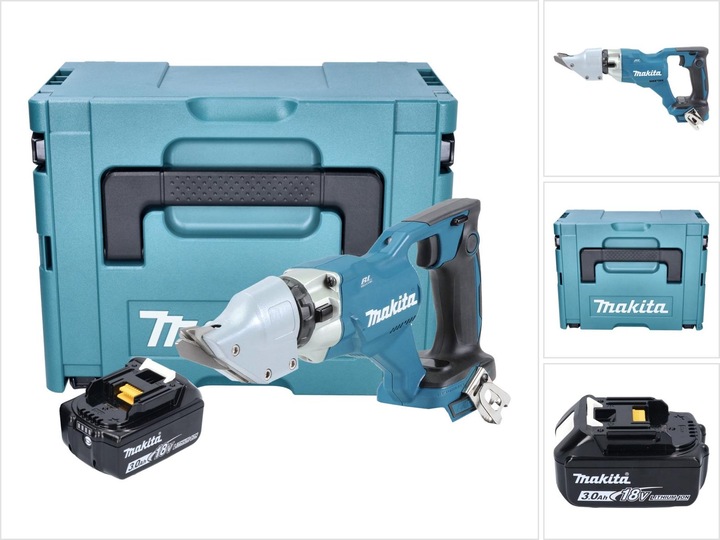 Actual product image Makita DJS 200 F1J Battery Sheet Metal Shears 18 V 2,0 mm Brushless + 1x Battery 3,0 Ah + Makpac - without