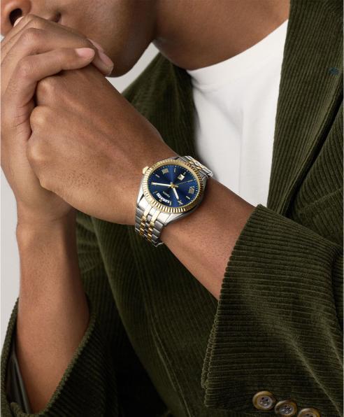 Produktbild Fossil FS6141 Men’s Watch · 3-Hand Quartz, Day & Date Display, Bicolor Stainless Steel with Blue Dial (Analoguhr, 42 mm)