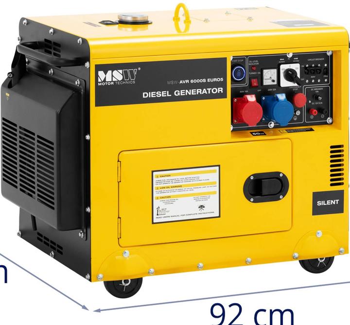 Produktbild MSW Notstromaggregat Diesel Stromerzeuger 5100/6000 W 16 L 240/400 V AVR Euro 5 (6000 W, 16 l)