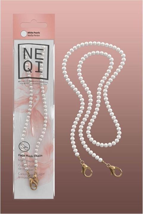 Actual product image Neqi Face Mask Chain White Pearls