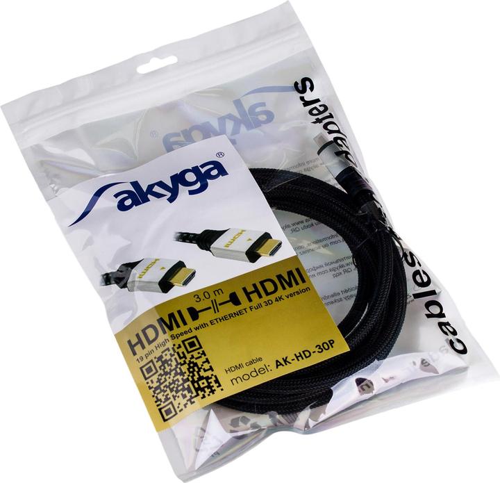 Produktbild Akyga Kabel HDMI - HDMI 3m Silber (AK-HD-30P) (3 m, HDMI, 2.0)