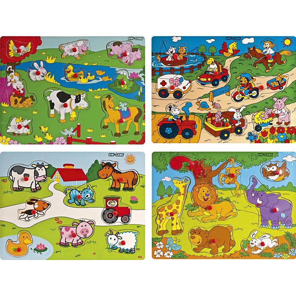 Viga Toys Wooden jigsaw puzzles with knobs (8 pezzi)