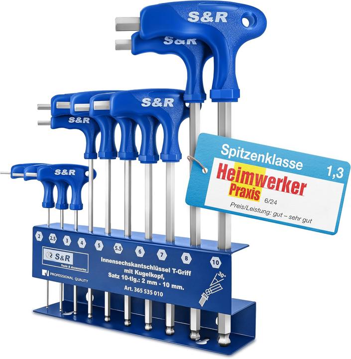 S&R 10-teiliges Innensechskantschlüssel-Set