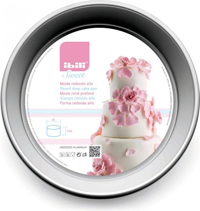 Image du produit Ibili Moule rond en aluminium anodisé 1,8 l, 15 x 10 cm Parfait pour les tartes hautes et les gâteaux