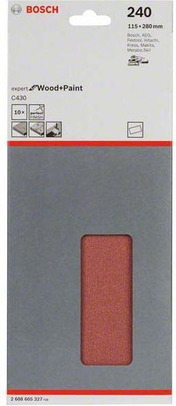 Actual product image Bosch Professional Zubehör Sanding sheet C430, 115 x 280 mm, 240, unperforated, tensioned, pack of 10 (240)