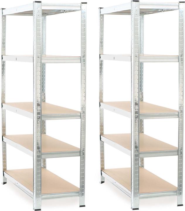 Actual product image Wiltec Set 2x Heavy-duty Shelving System Zincked Boltless 180x90x45cm, max. 875kg, Steel, 5 Levels
