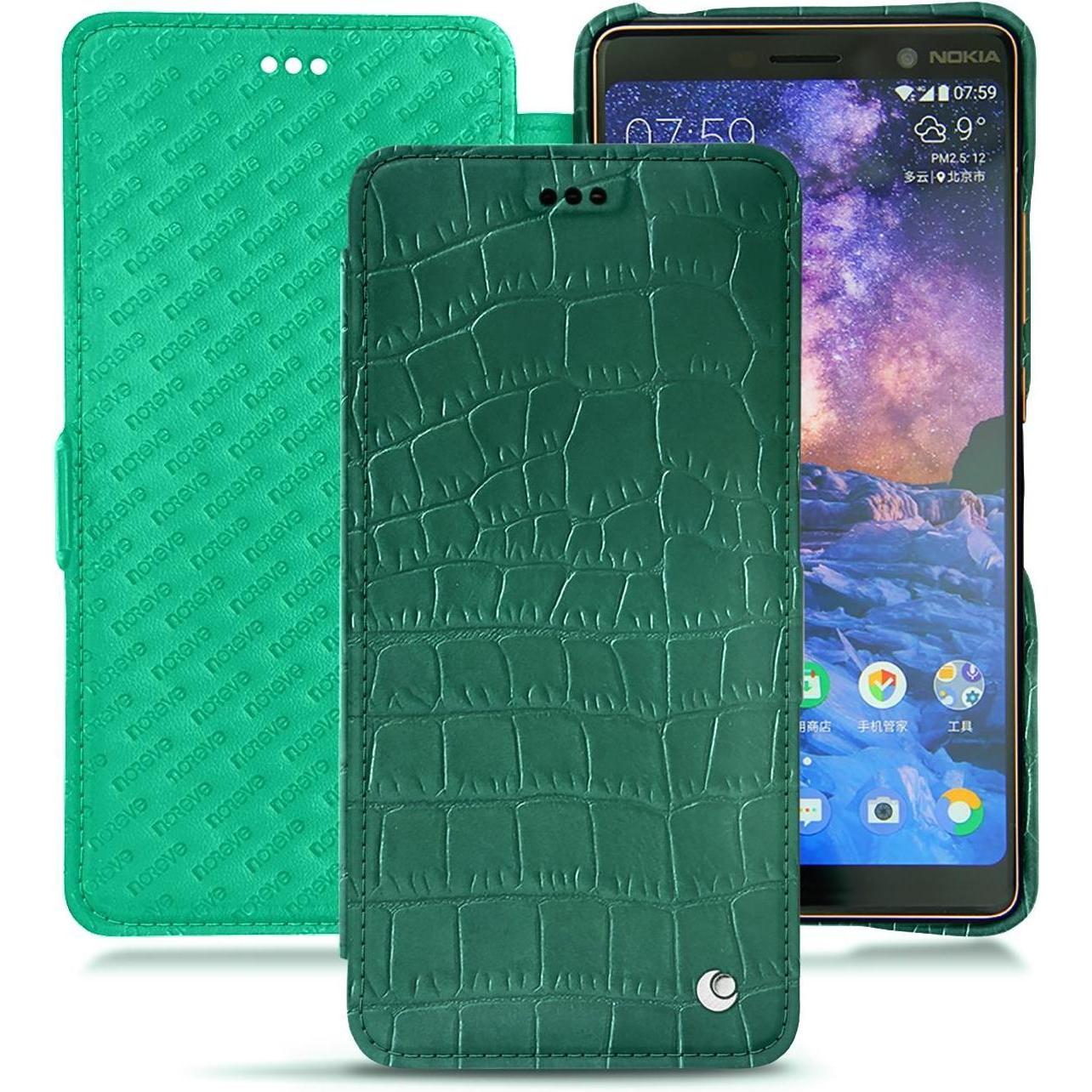 Noreve Lederschutzhülle horizontal (Apple iPhone 7 Plus), Smartphone Hülle, Grün