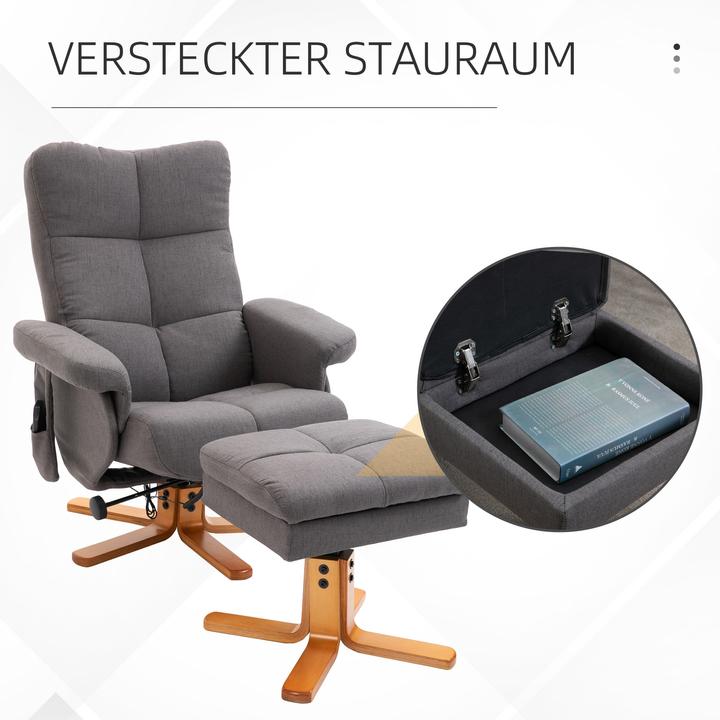 Produktbild Homcom Massagestuhl mit Fusshocker und Stauraum