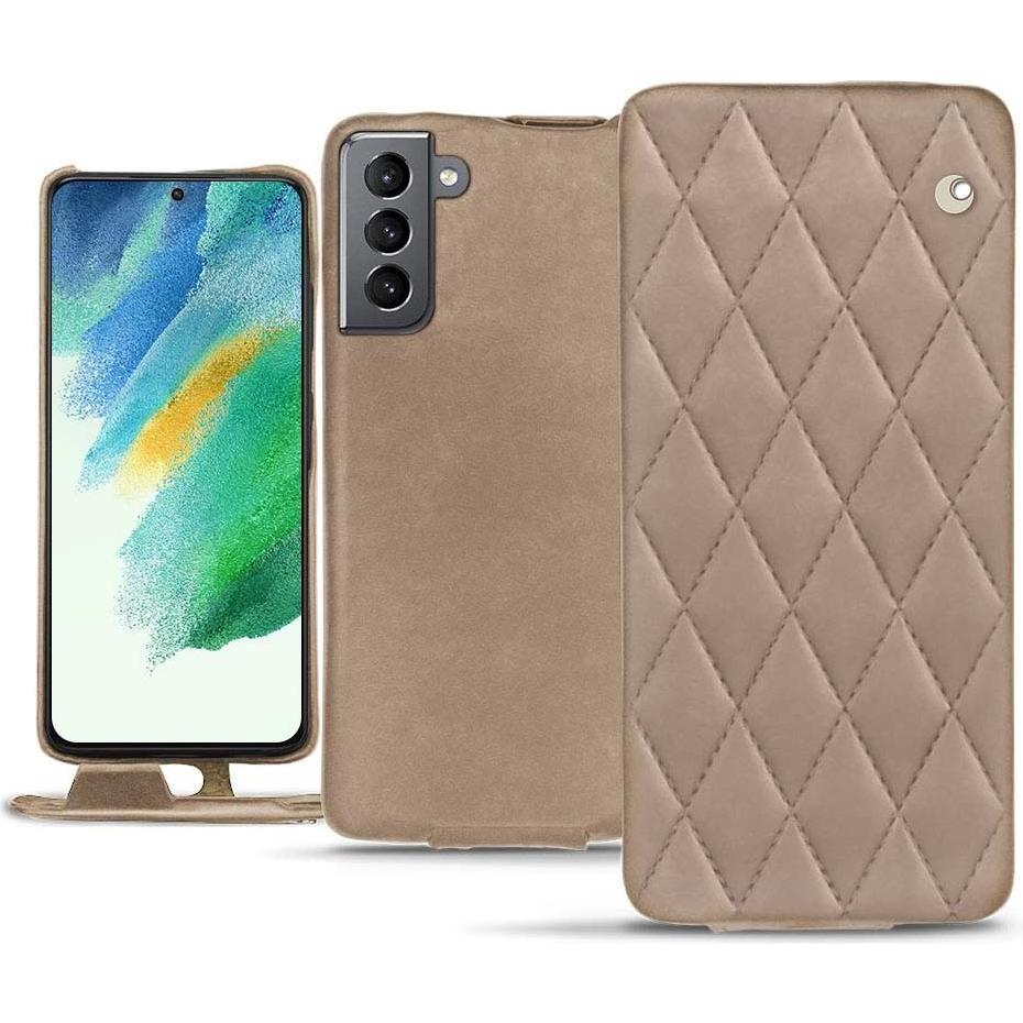Noreve Lederschutzhülle vertikal (Samsung Galaxy S21 FE), Smartphone Hülle, Beige