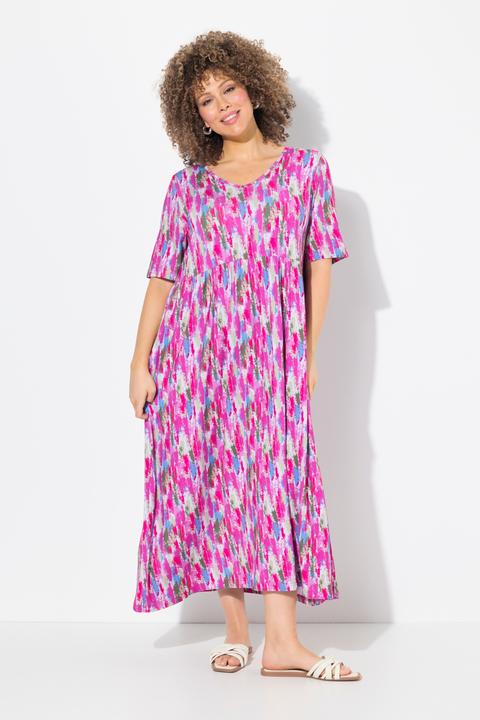 Produktbild Ulla Popken Jersey-Midikleid, A-Linie, V-Ausschnitt, Halbarm (54)