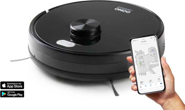 Immagine prodotto Domo DO7298S Robot aspirapolvere e mocio nero controllato da app, telecomandato, con saggezza (2700 Pa, Panno)