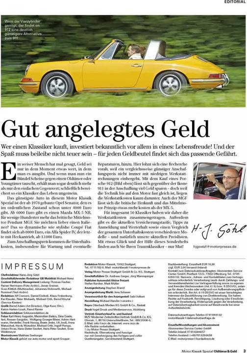 Immagine prodotto Motor Klassik Spezial - Oldtimer & Geld (Tedesco, 2022)