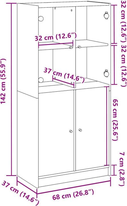 Produktbild vidaXL Highboard (68 x 37 x 142 cm)