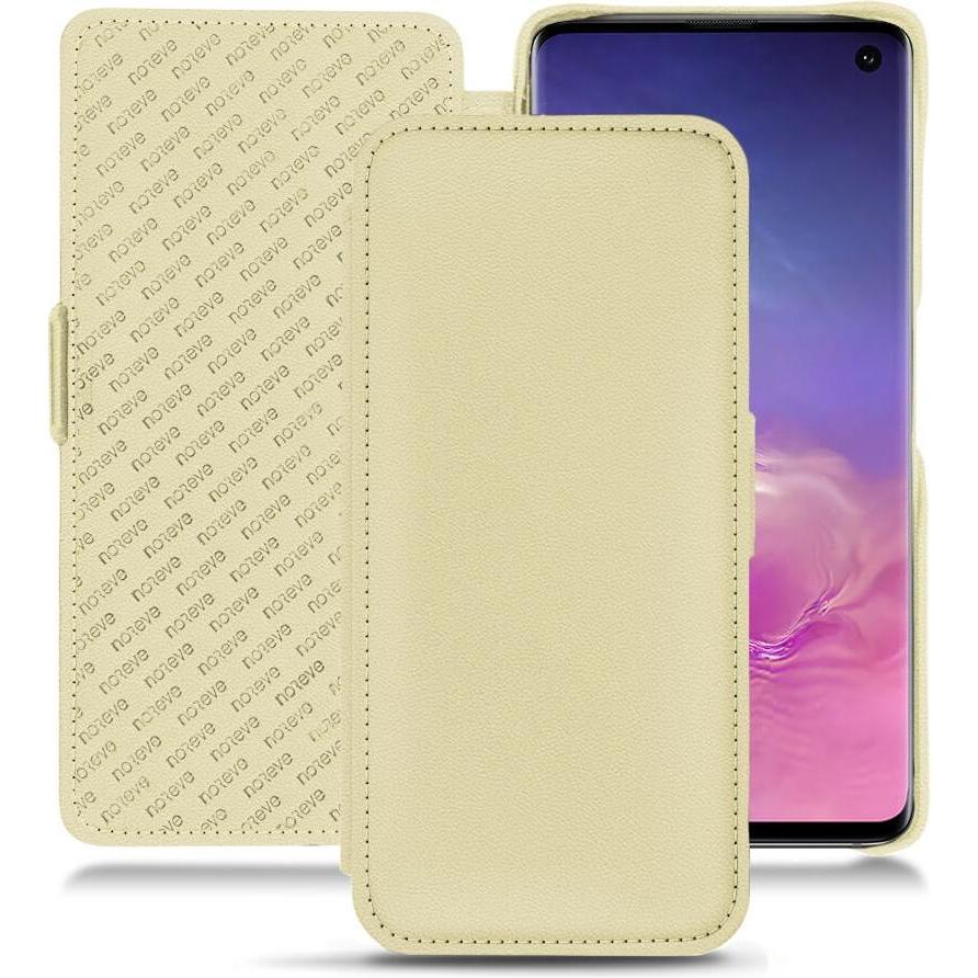 Noreve Lederschutzhülle horizontal (Samsung Galaxy S10+), Smartphone Hülle, Beige