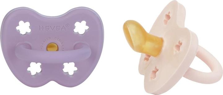 Immagine prodotto Hevea Succhietto in gomma naturale in confezione da 2 pezzi, rosa cipria e lavanda - ortodontico (2 x, 3 - 36 M.)