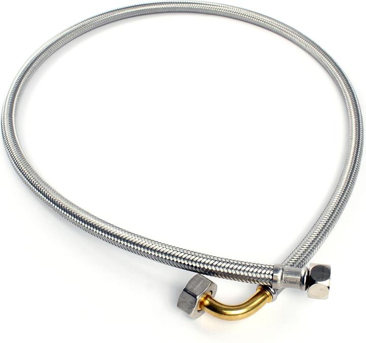 Image du produit XPOtool Tuyau blindé Flexible 800mm DN8 Raccord coudé 3/8" (14,95mm) Écrou 1/2" (18,64mm) Sanitair