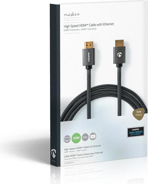 Actual product image Nedis High Speed HDMI ™ Cable with Ethernet | HDMI™ Plug | HDMI™ Plug | 4K@60Hz | ARC | 18 Gb (3 m)
