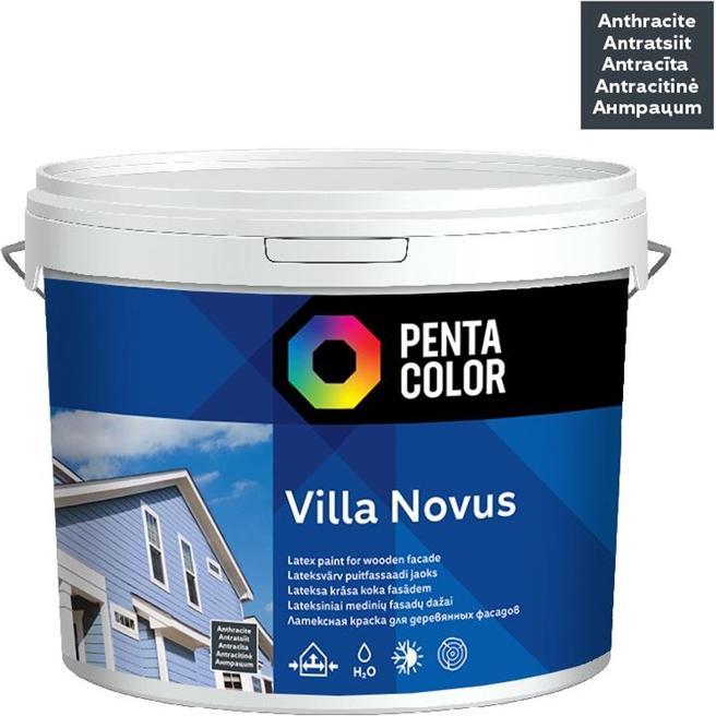 Pentacolor, Colore + Vernice per fai da te, Pittura per facciate Villa Novus (Antracite) 3l (3000 ml)