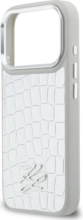 Produktbild Karl Lagerfeld Etui Croco KL Script Logo MagSafe do iPhone 17 Pro srebrny (Apple iPhone 17 Pro)