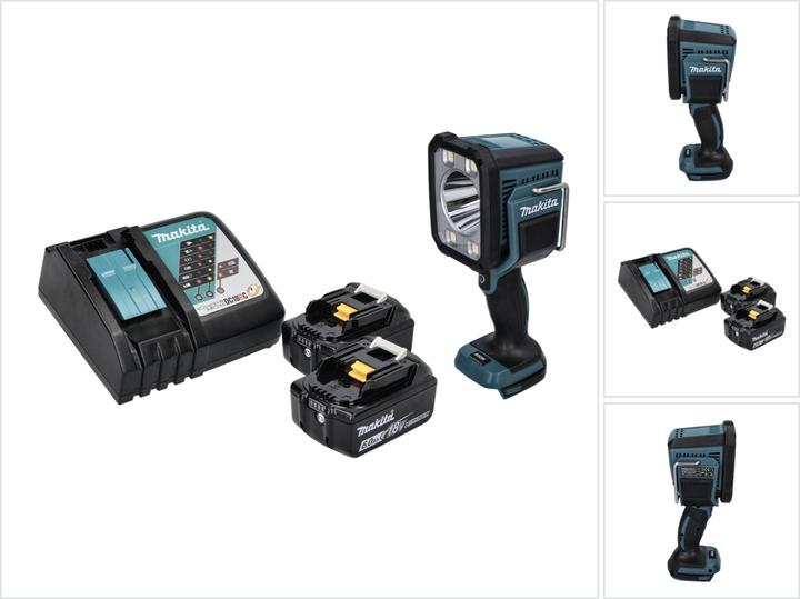 1x Makita DML 812 Akku LED Handstrahler  - 2x Makita BL 1860 B 18 V - 6,0 Ah Akku ( 197422-4 )- 1x Makita DC 18 RC 9,6 V - 18 V Akku Schnell Ladegerät
