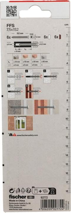 Actual product image Fischer Window frame frame FFS 7.5x152 K (6 pcs.)