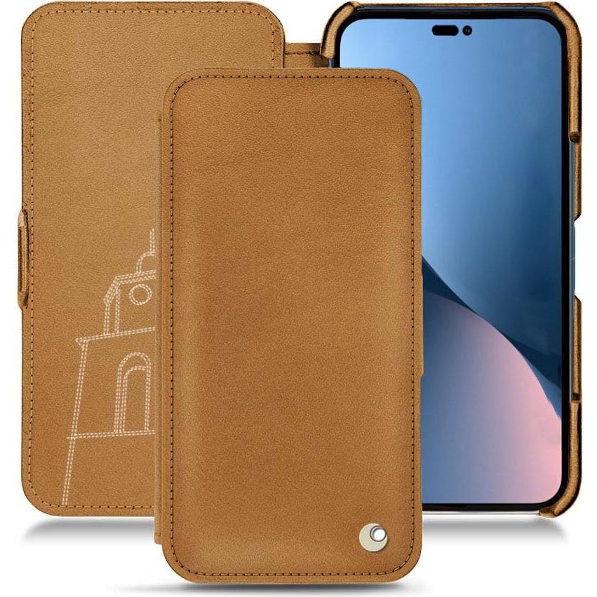 Noreve Lederschutzhülle horizontal (Apple iPhone 14 Plus), Smartphone Hülle, Braun