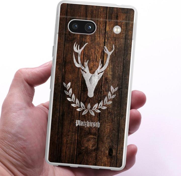 Produktbild DeinDesign Silikon Hülle für Google Pixel 7a Handyhülle Case Smartphone Schutzhülle Hirsch Holz Holzoptik (Google Pixel 7a)