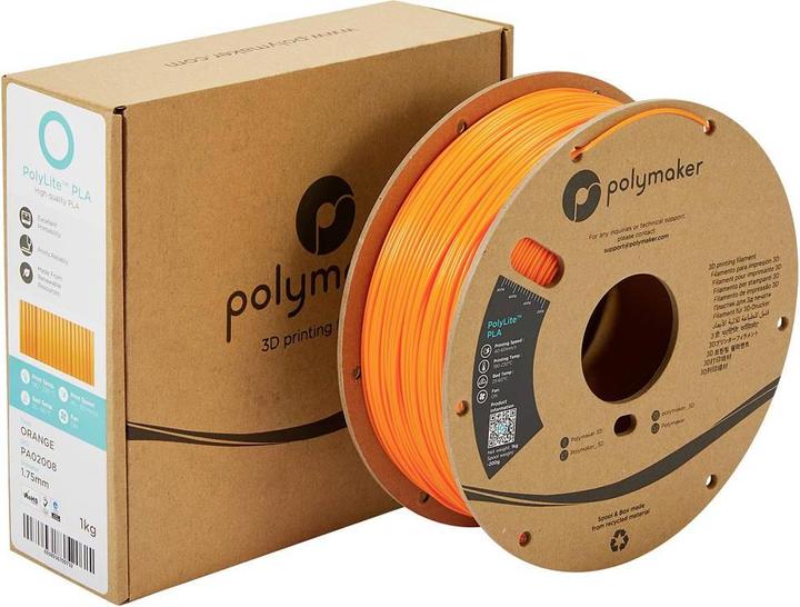 Actual product image Polymaker PolyLite PLA V2 - Orange - 1.75mm (PLA, 1.75 mm, 1000 g, Orange)