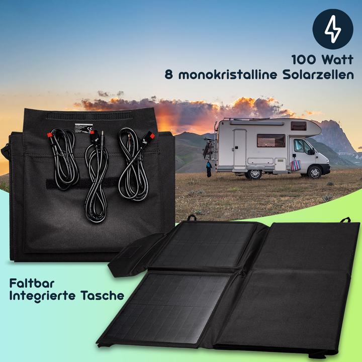 Produktbild Casativo Faltbares Solarpanel, 8 monokristalline Solarzellen, 100 Watt (100 W, 4.40 kg)