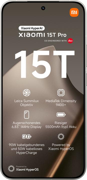 Produktbild Xiaomi 15T Pro (256 GB, Grau, 6.83", Dual SIM, 5G)