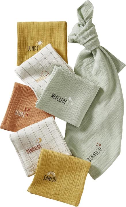 Immagine prodotto Vertbaudet Confezione da 7 fasce per neonati in cotone biologico (70 cm, 70 cm)