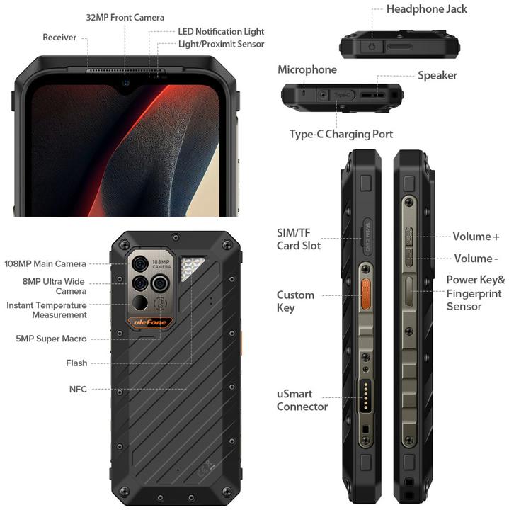 Image du produit Ulefone Power Armor 18 Ultra (512 Go, Noir, 6.58", Double SIM, 5G)