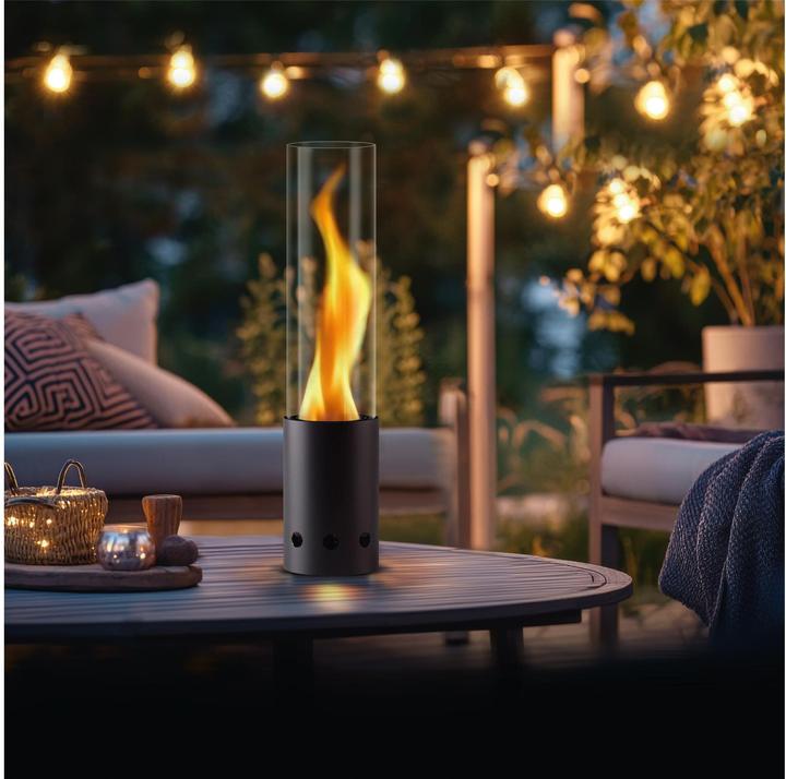 Actual product image Gardenflare Tischfeuer – elegante kleine Edelstahl Feuersäule und Pelletfackel - schwarz