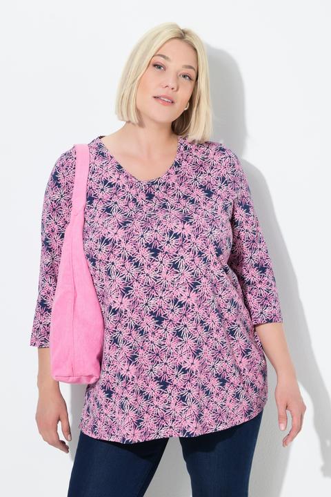 Immagine prodotto Ulla Popken Shirt, Blüten, A-Linie, Rundhals, 3/4-Arm (42, 44)