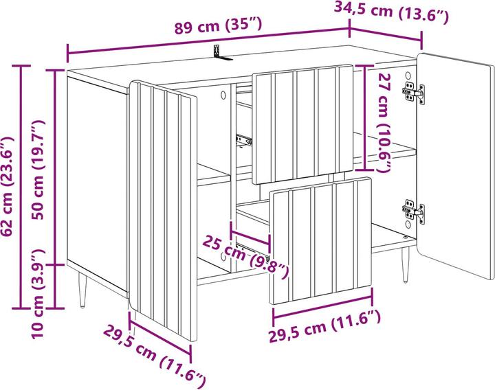 Image du produit vidaXL Sideboard-Aufbewahrung (34.50 x 89 x 62 cm)
