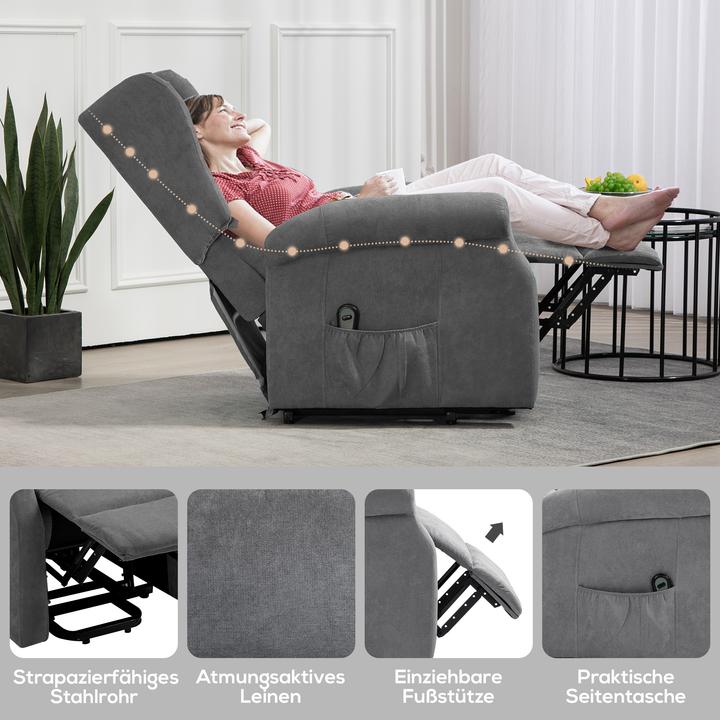 Image du produit Homcom Aufstehsessel Polyester, Holz Dunkelgrau
