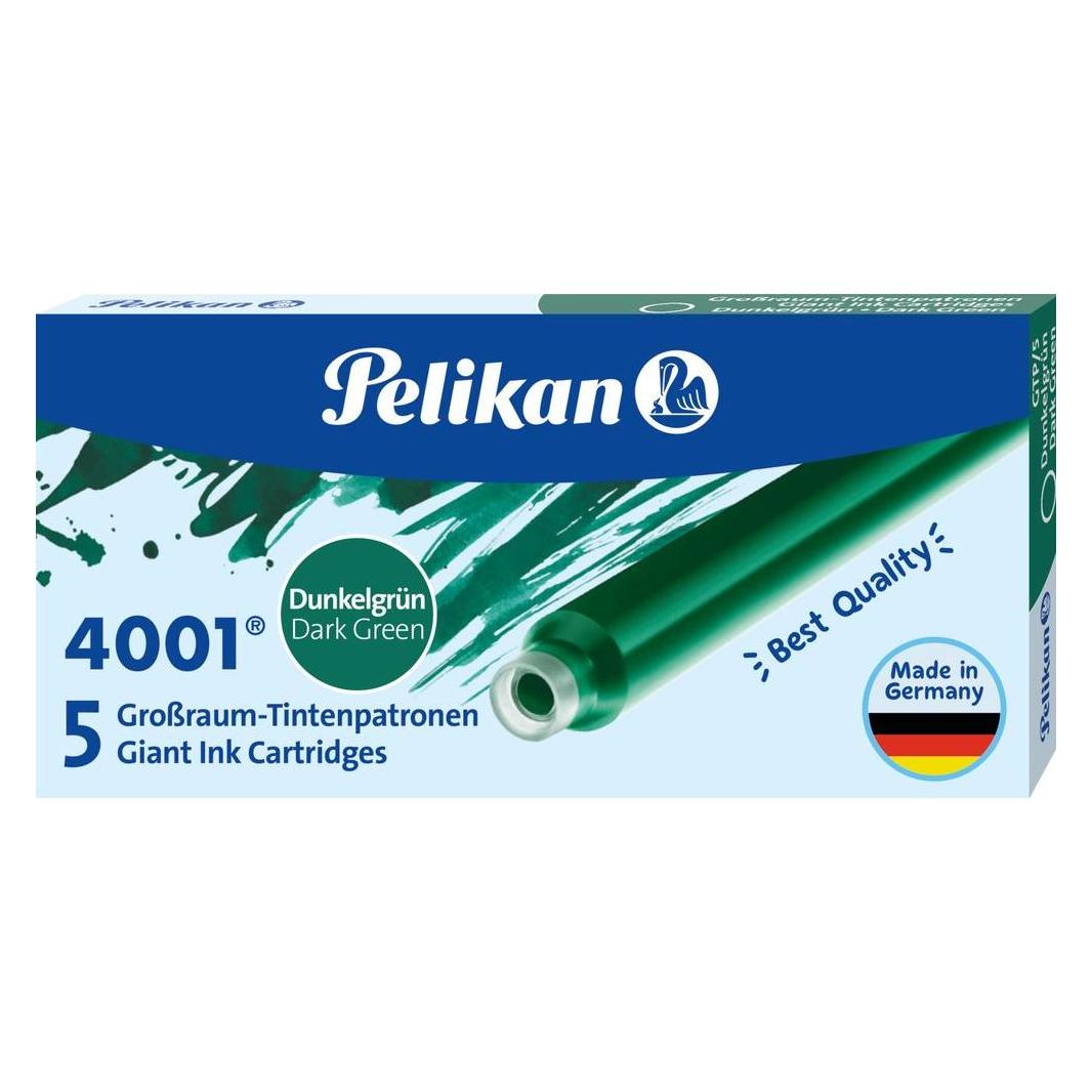 10 X Pelikan Tintenpatrone 4001 Gtp/5 Dunkelgrün Etui Mit 5 Patronen