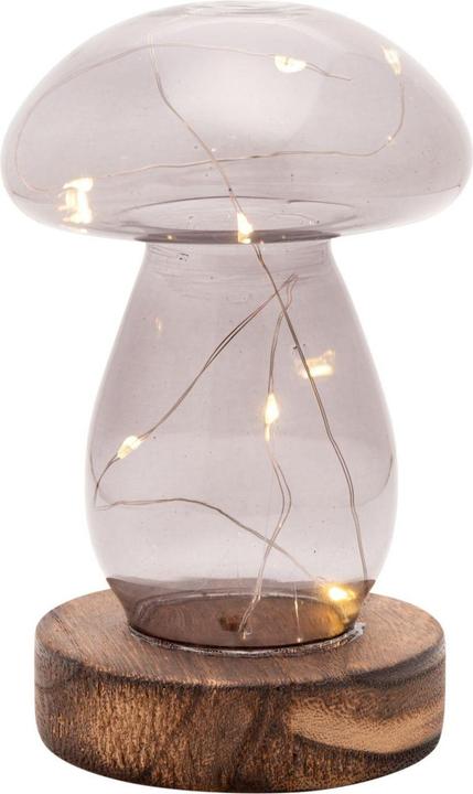 Actual product image Hestia Grey Glass Mushroom with LED Lights - Medium