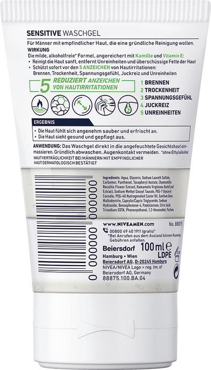 Actual product image NIVEA MEN Sensitive facial cleansing (Cleansing lotion, 100 ml)