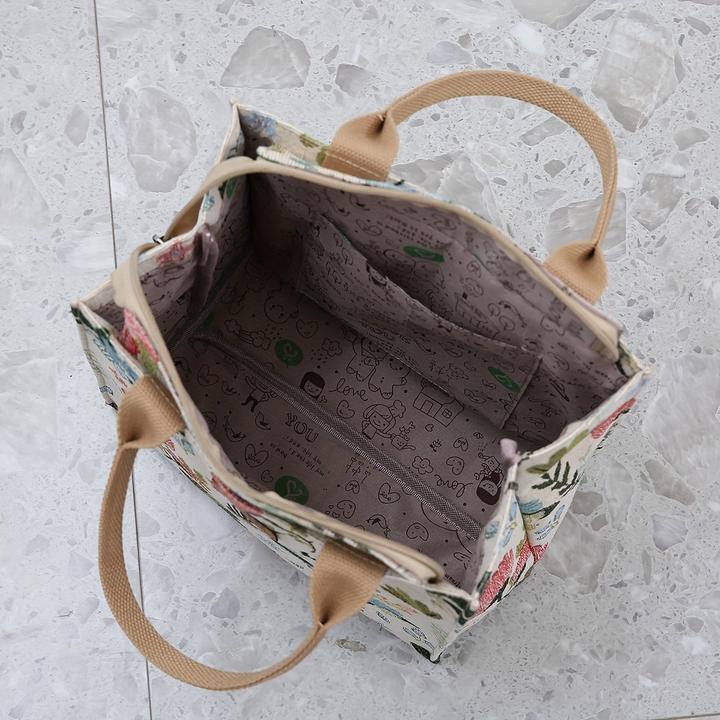 Produktbild Only-Bags.Store Vintage Floral Nylon Tote Bag mit Reissverschluss, faltbare Top-Griff Handtasche für Pendeln und