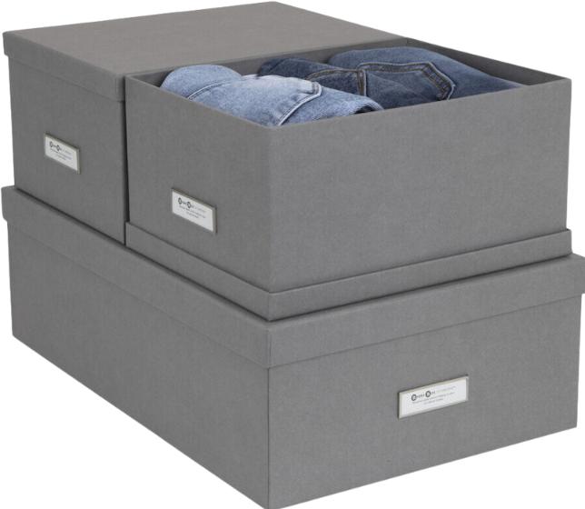 Actual product image Bigso INGE Storage Box Set 3 pcs. Grey (31 cm, 3x)