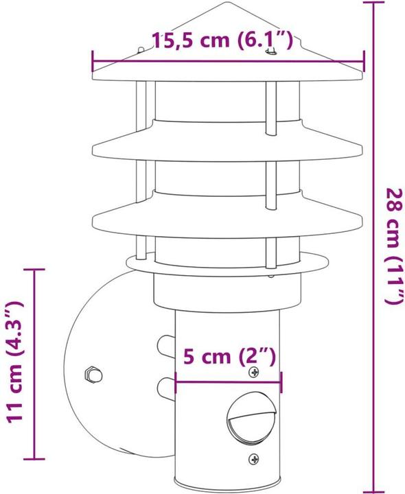 Image du produit vidaXL Aussenwandleuchte (E27, IP44)